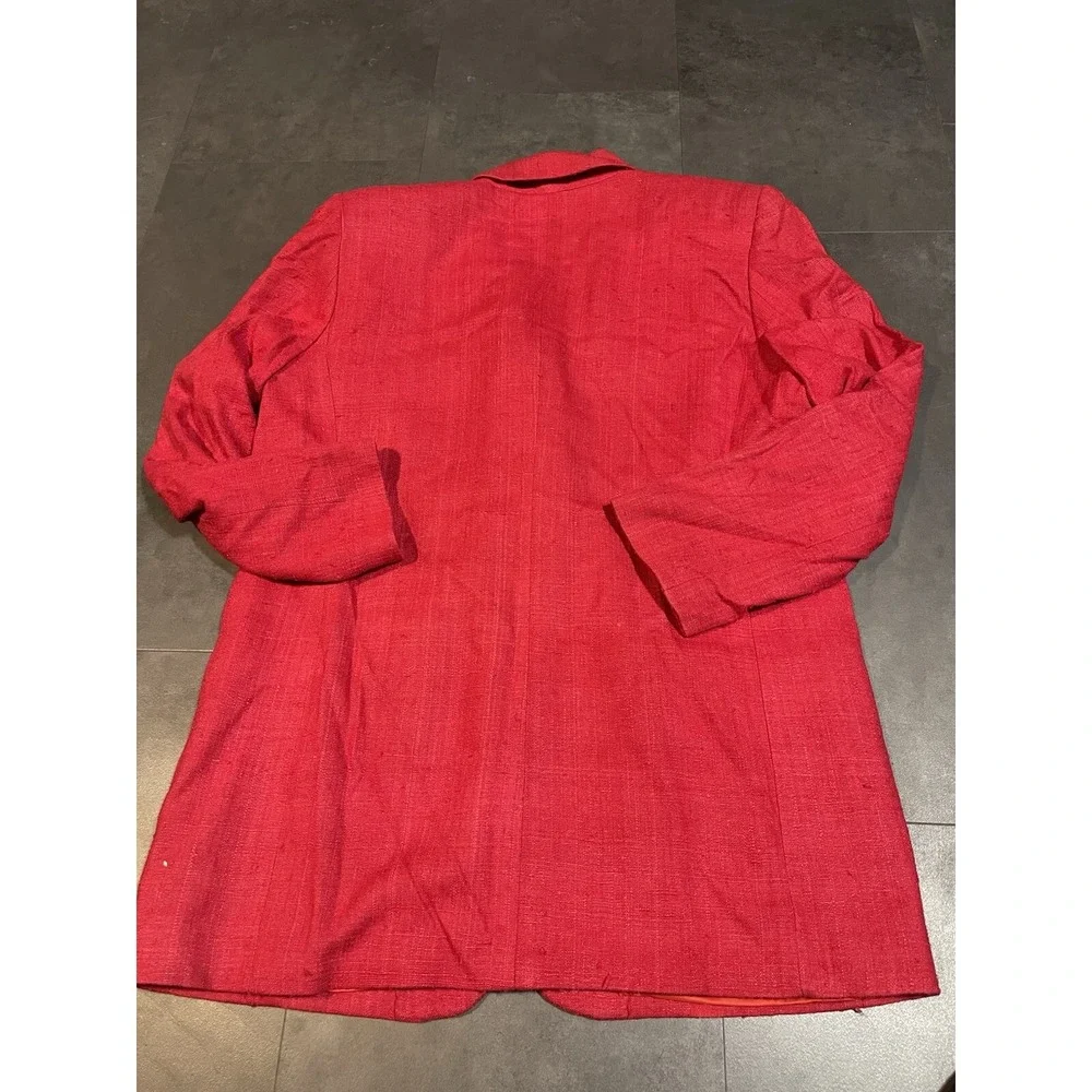 Vtg Lord & Taylor Size 12Red 100% Silk‎ Blazer E0130